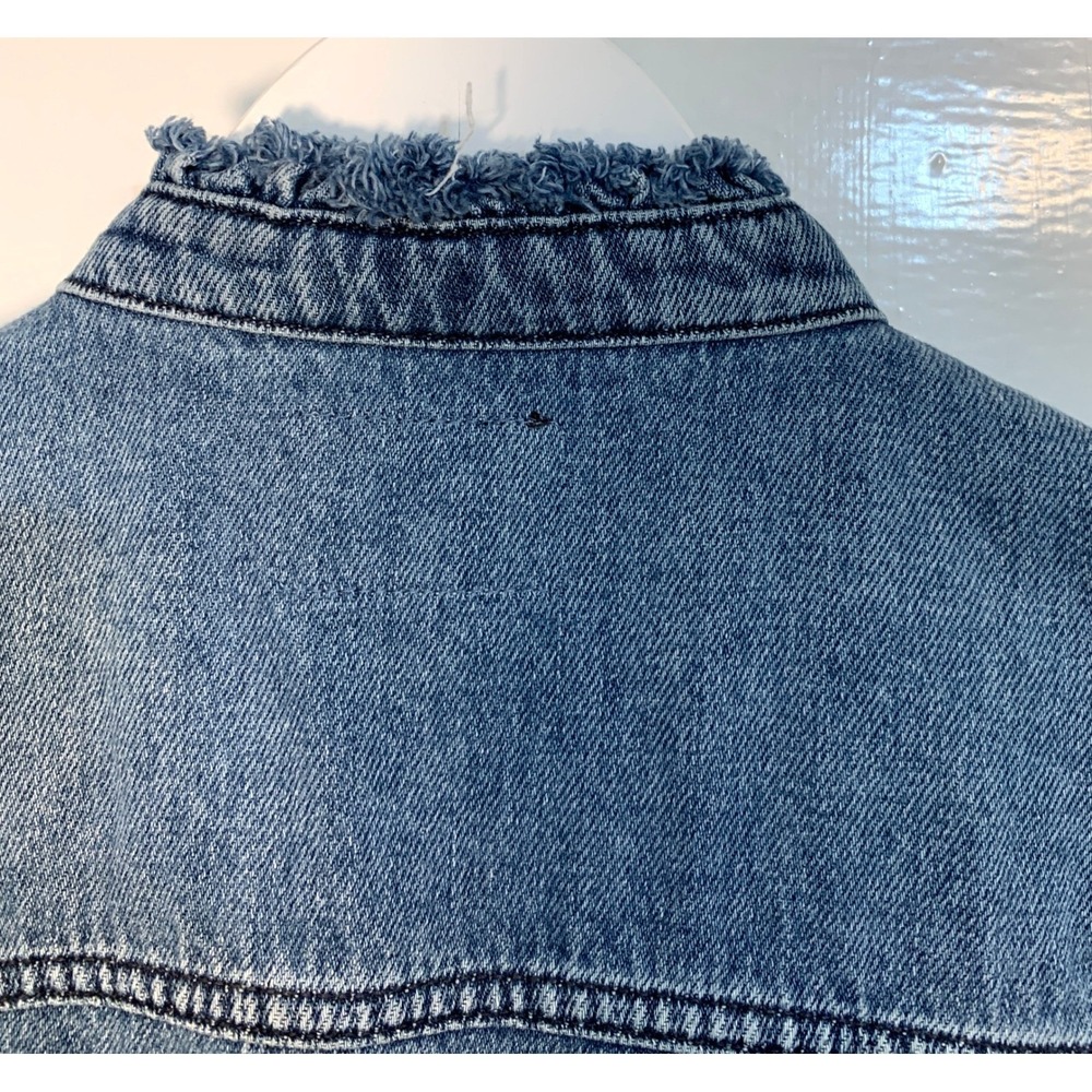 Hudson Jeans Blue Denim M Utility Romper Drawstring Ruffle Collar Long Sleeves - Picture 8 of 16